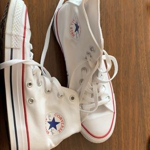 Brand new all white high top converse